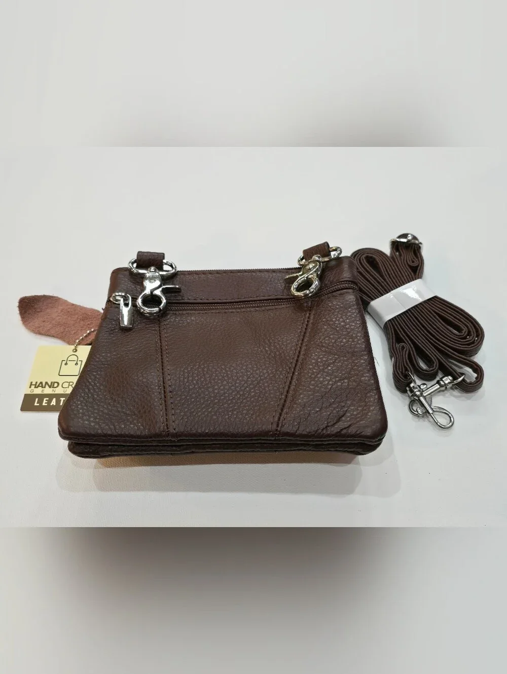 Genuine Leather Brown Crossbody Bag - Hand Crafted